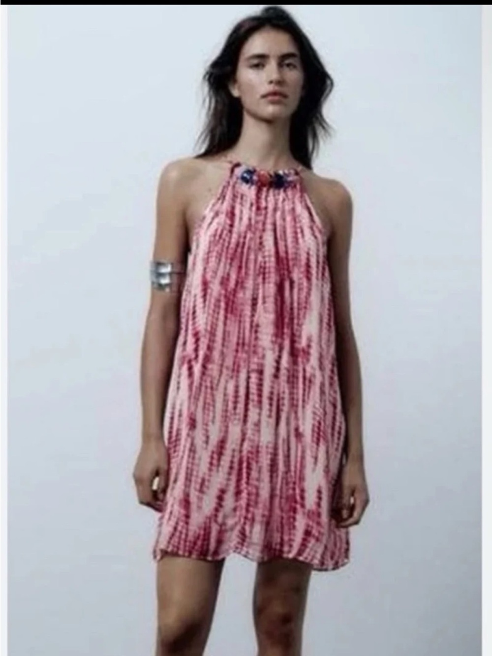 NWT ZARA BEADED TIE-DYE DRESS SIZE XL - Picture 7 of 12